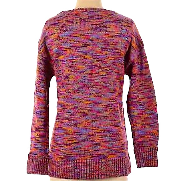 a.n.a. size 1X Rainbow colored stretchy vneck sweater, Stitched design, like new - Picture 2 of 14